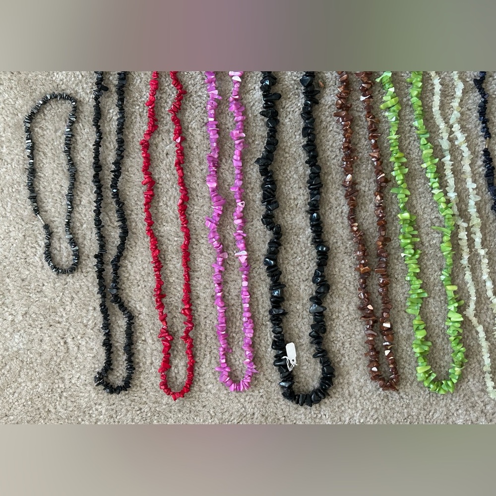 Lot of 12 Vintage Multi-gemstone Chip Stone 18”-32 “ Inch Necklace - Picture 2 of 7